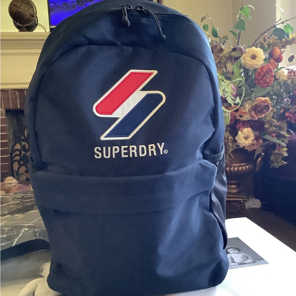 Superdry sport style Montana navy blue logo backpack 16x18 - Picture 2 of 10